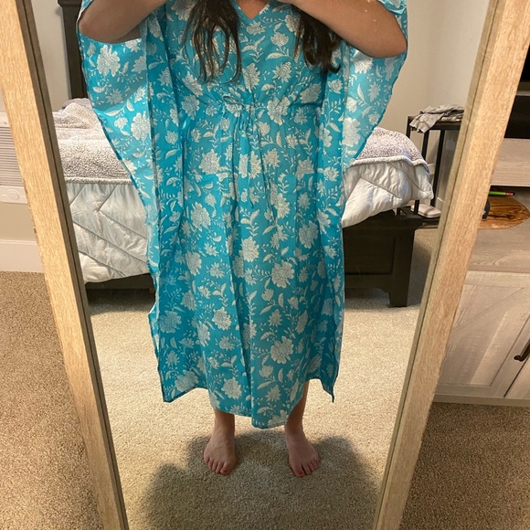 turquoise blue caftan dress - Picture 4 of 5
